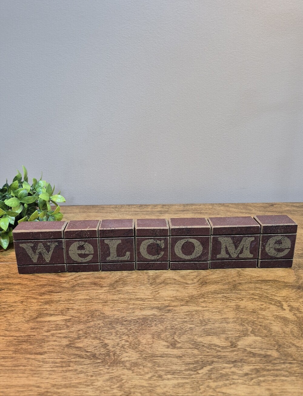 RUSTIC 'Welcome' Wooden Blocks Home Decor
